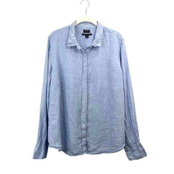 J. Crew Slim perfect shirt in Baird McNutt Irish linen Size 20 blue - Picture 1 of 5